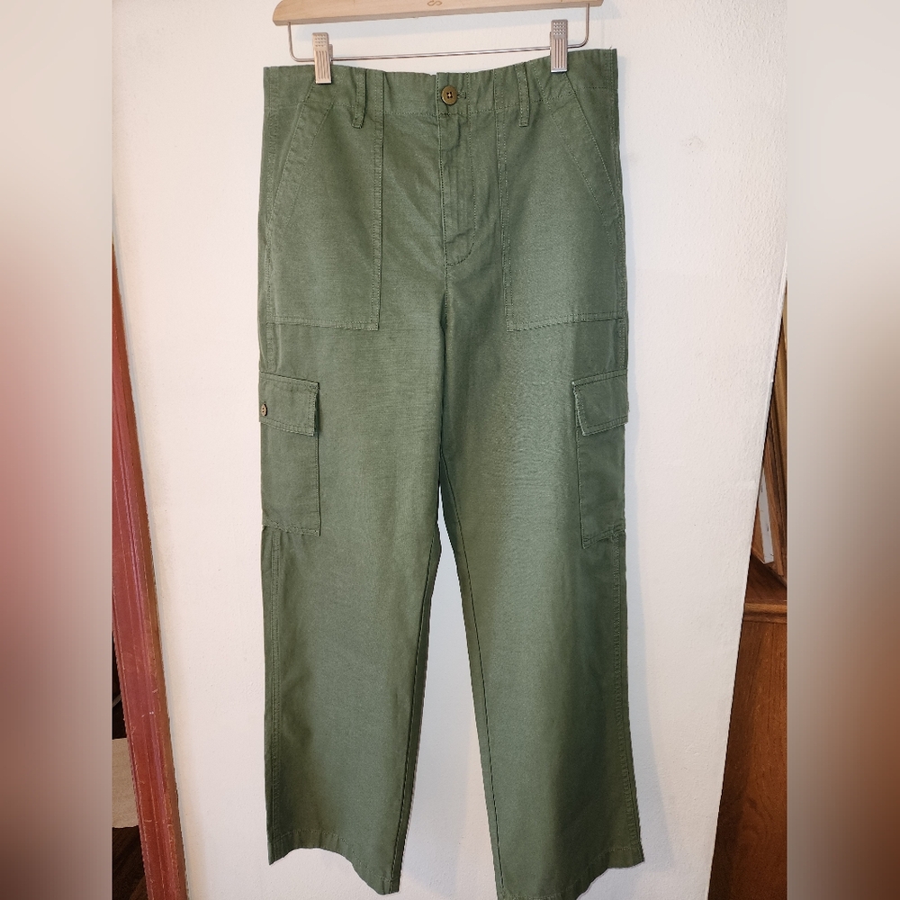 NWT J. Crew Relaxed Tapered Leg Olive Cargo Pants 28 6 Womens